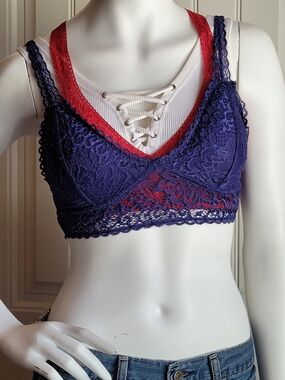 3 Piece Red White & Blue Bralette Set XS/S